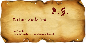 Maler Zoárd névjegykártya